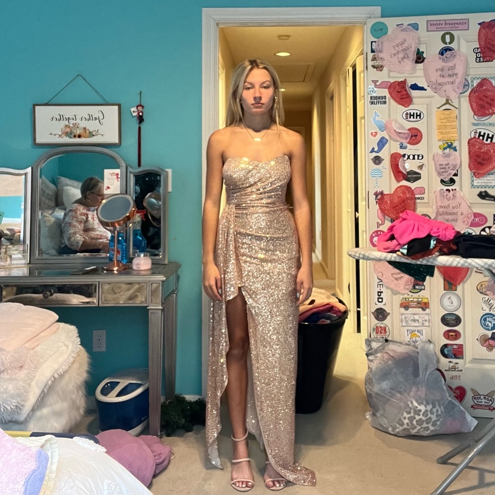sparkly rose gold prom or homecoming dress!